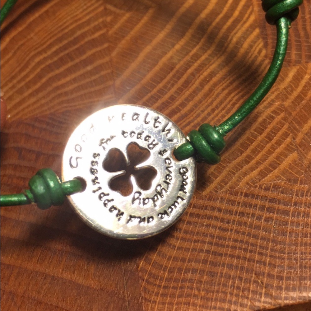 NWOT 925 SSilver and leather good luck bracelet
